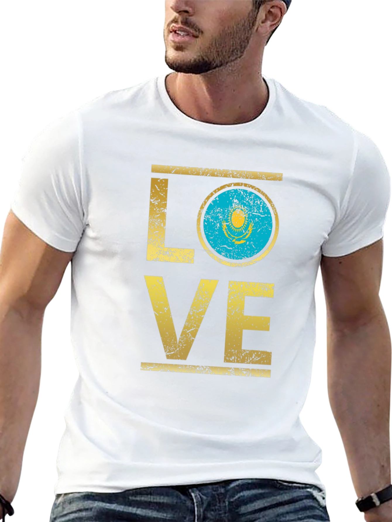 Kazakhstan Flag Love T-Shirt