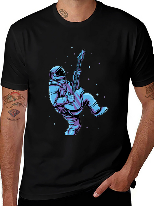 Astronaut Guitar Player Graphic Tee - Cool Space Design