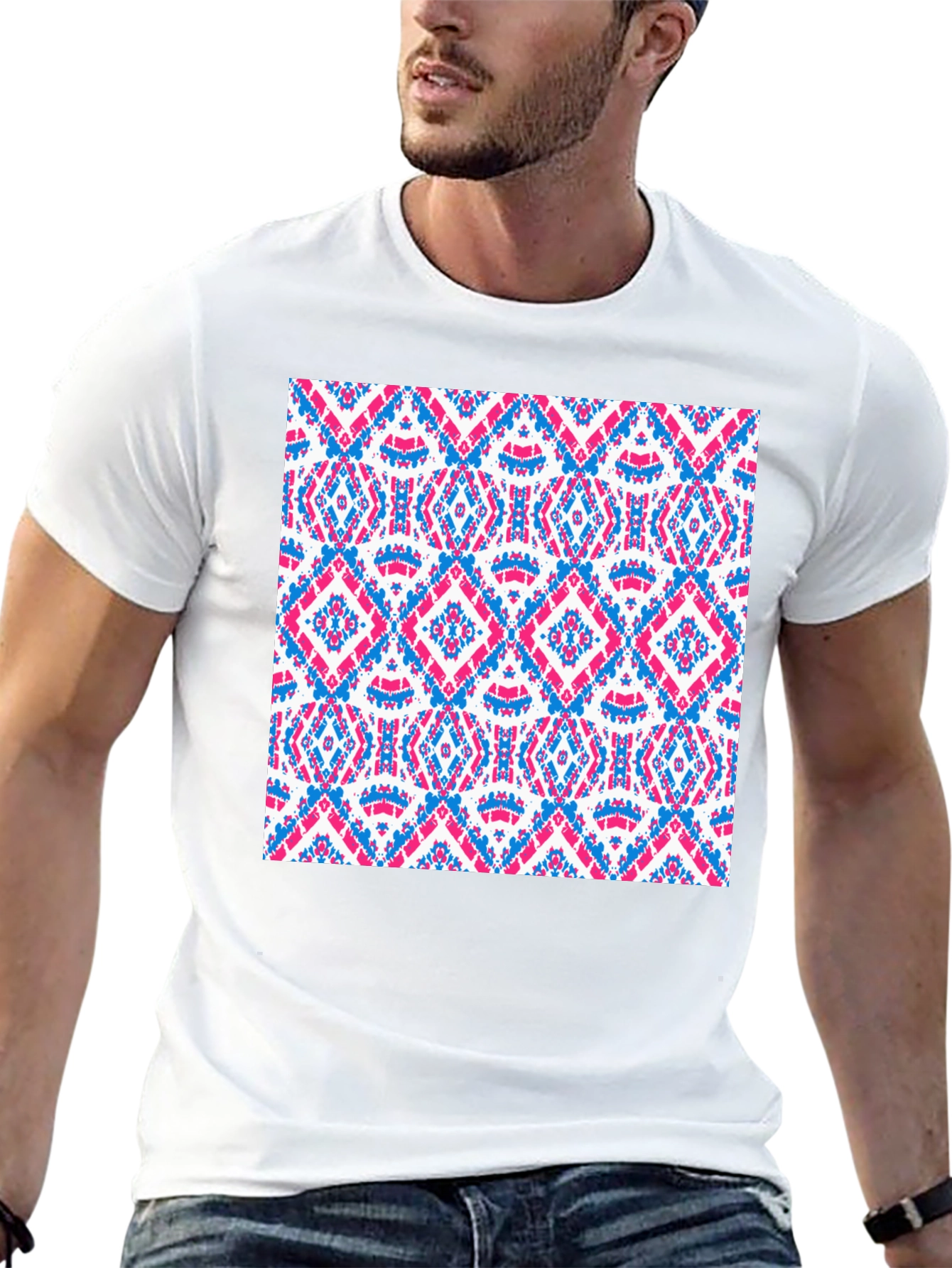 Aztec Pattern Graphic Print Mens T-Shirt