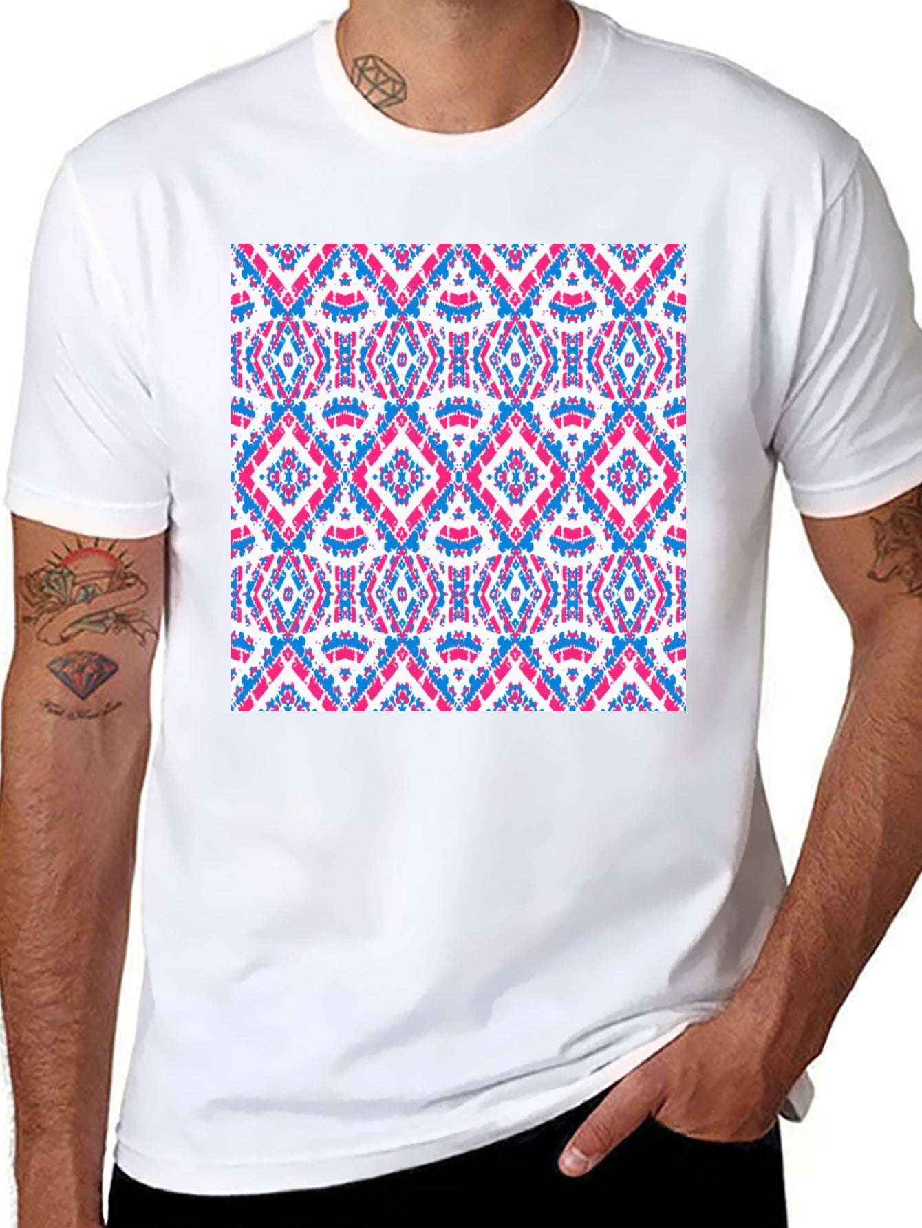 Aztec Pattern Graphic Print Mens T-Shirt