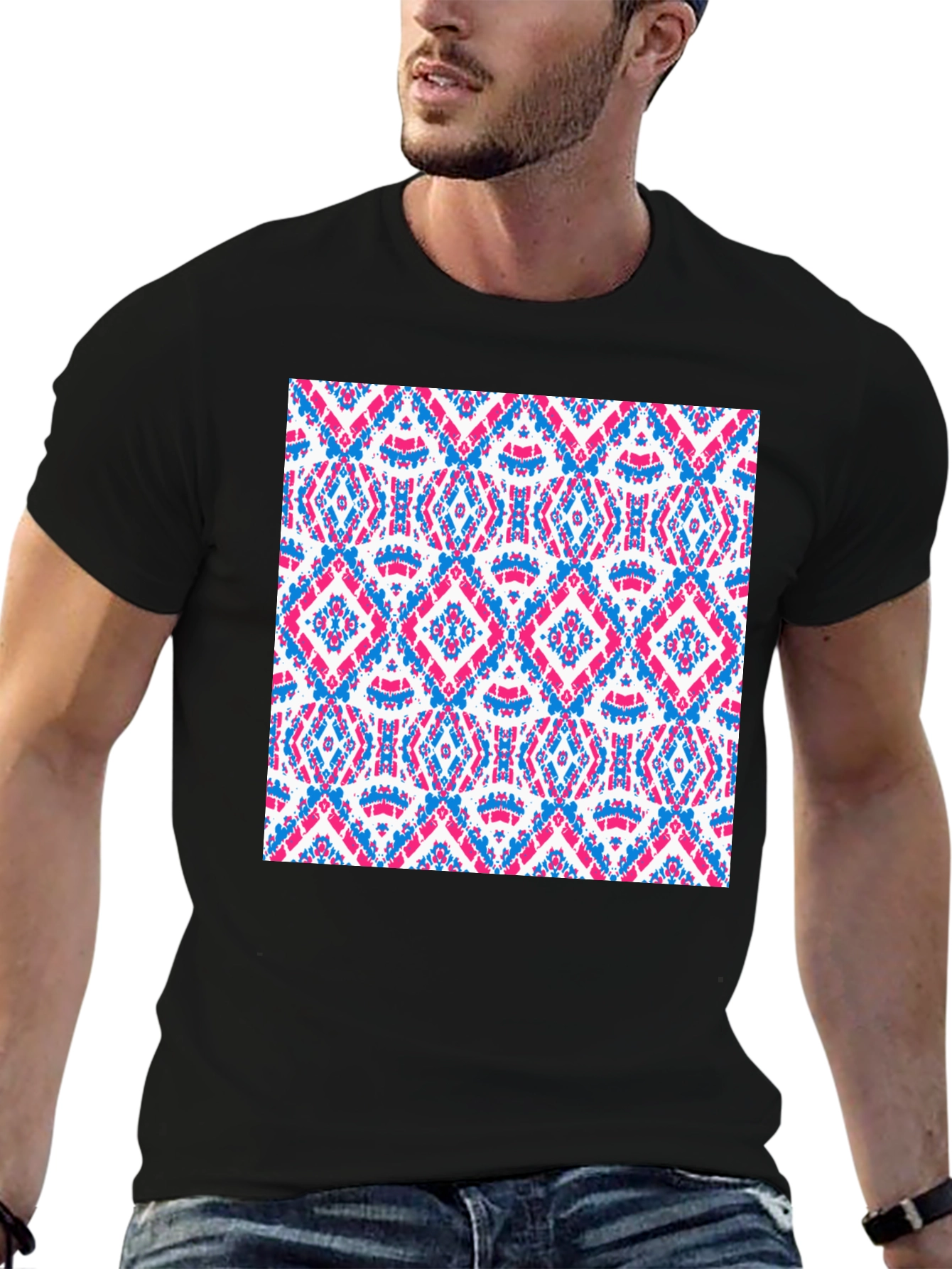 Aztec Pattern Graphic Print Mens T-Shirt