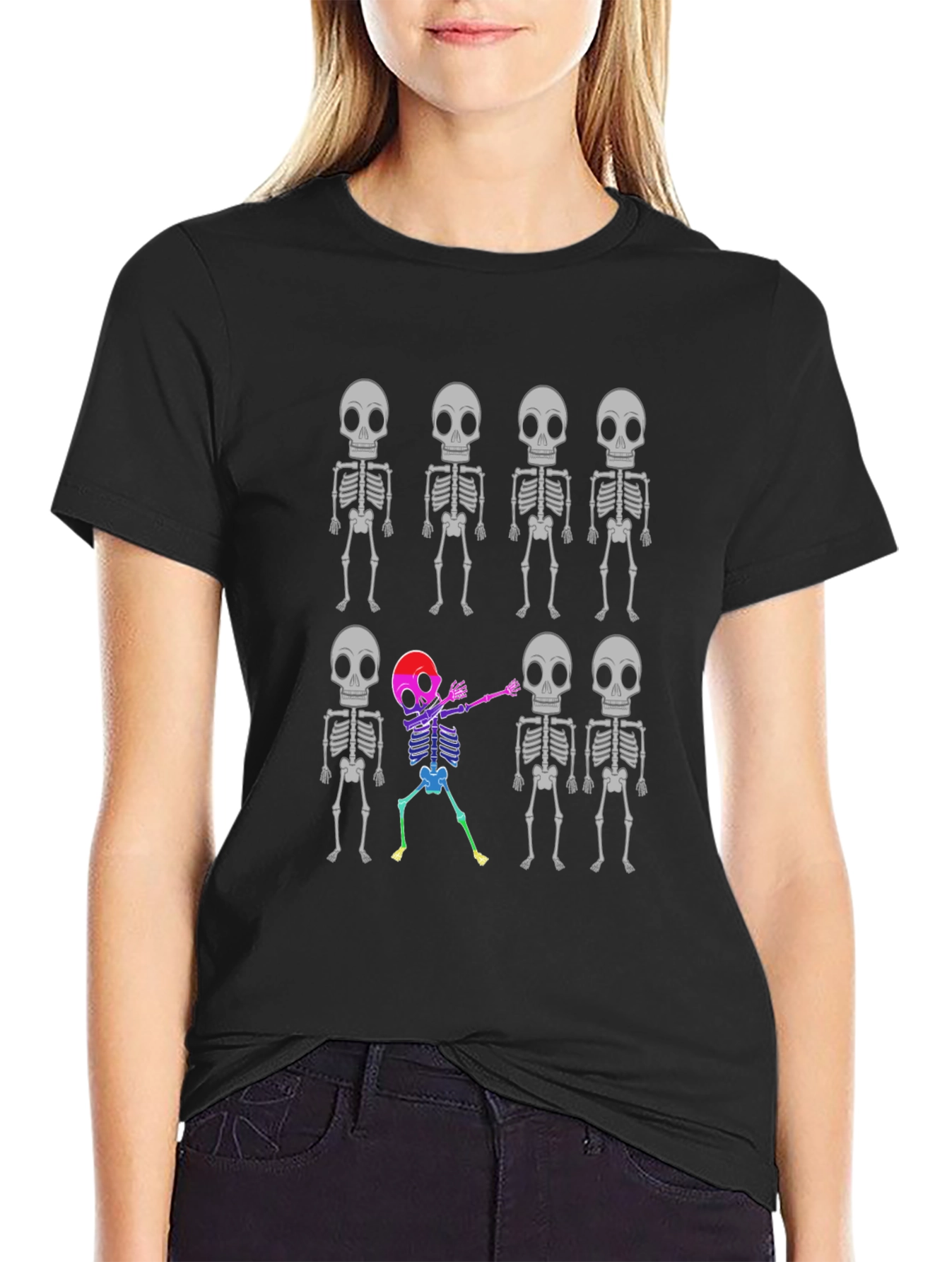 Skeleton Dabbing T-Shirt - Halloween Novelty Tee