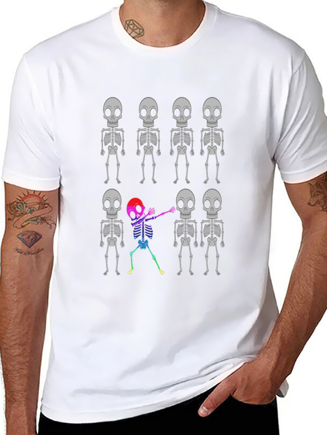 Skeleton Dabbing T-Shirt - Halloween Novelty Tee