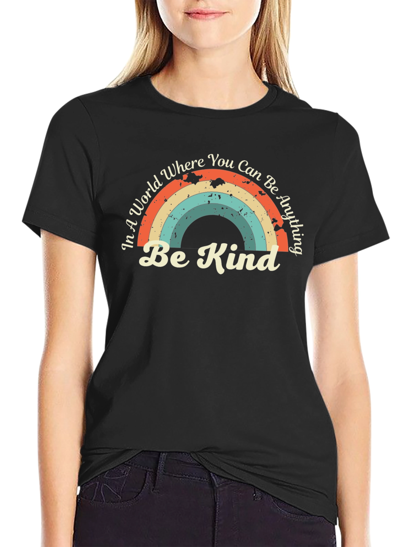 Be Kind Rainbow Graphic Tee - Positive Message Shirt