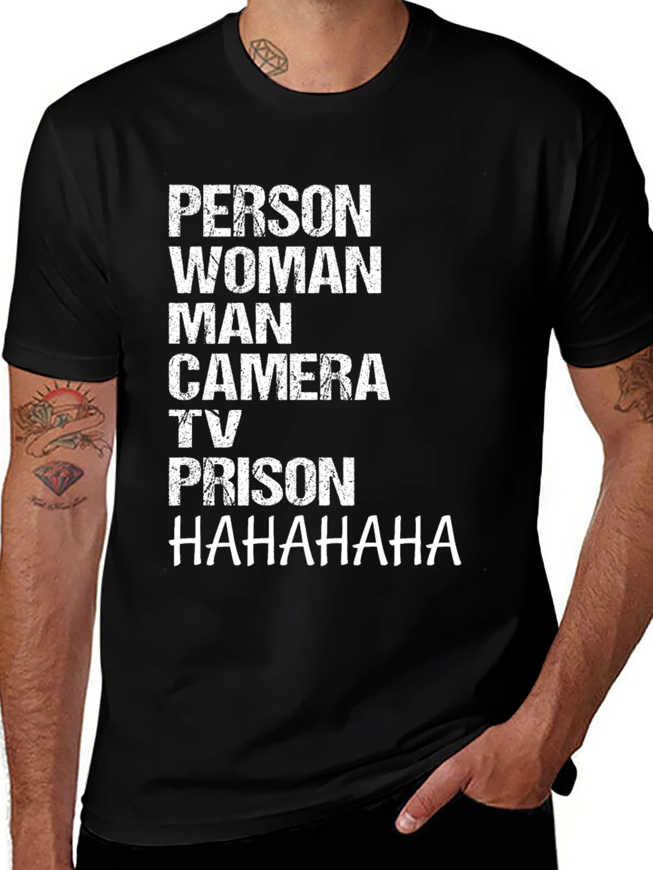 Person Woman Man Camera TV Prison Funny Graphic Tee