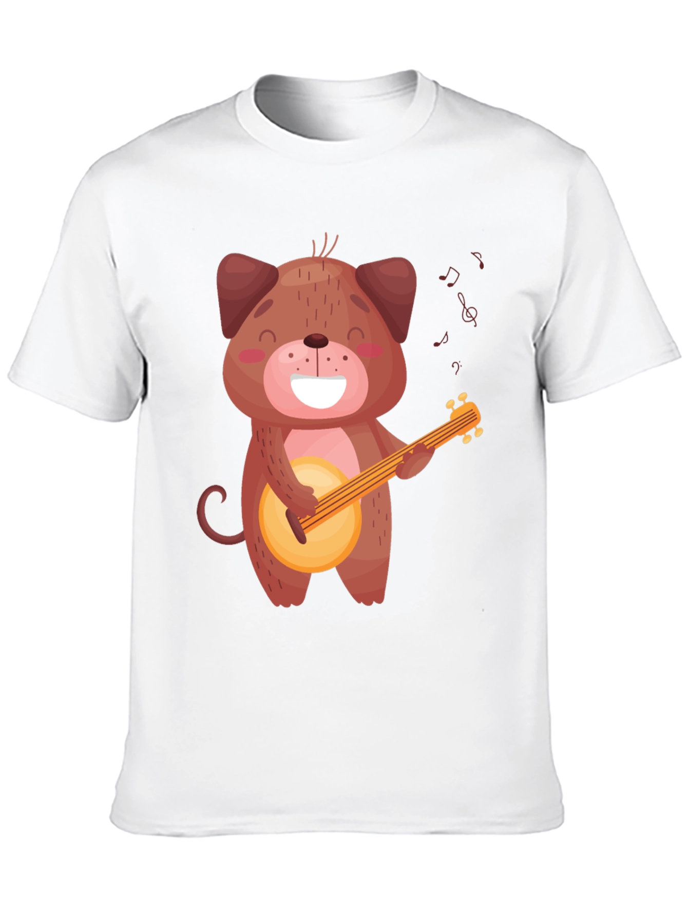 Cute Dog Playing Banjo T-Shirt - Black