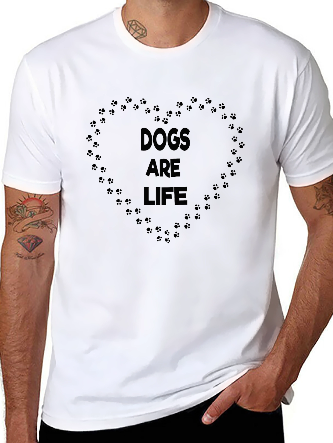 Dogs Are Life Paw Print Heart Graphic Tee