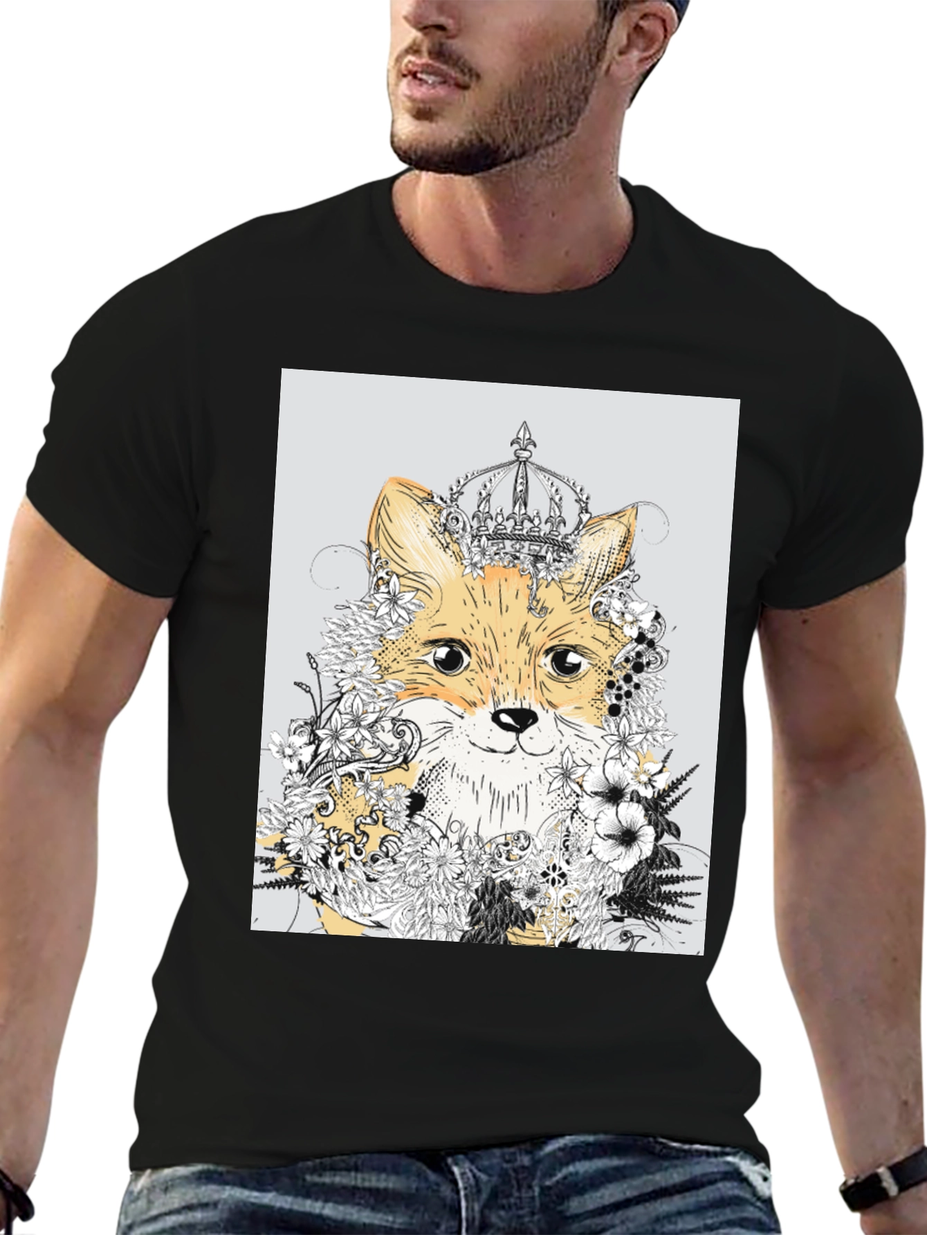 Fox & Floral Crown Graphic Tee