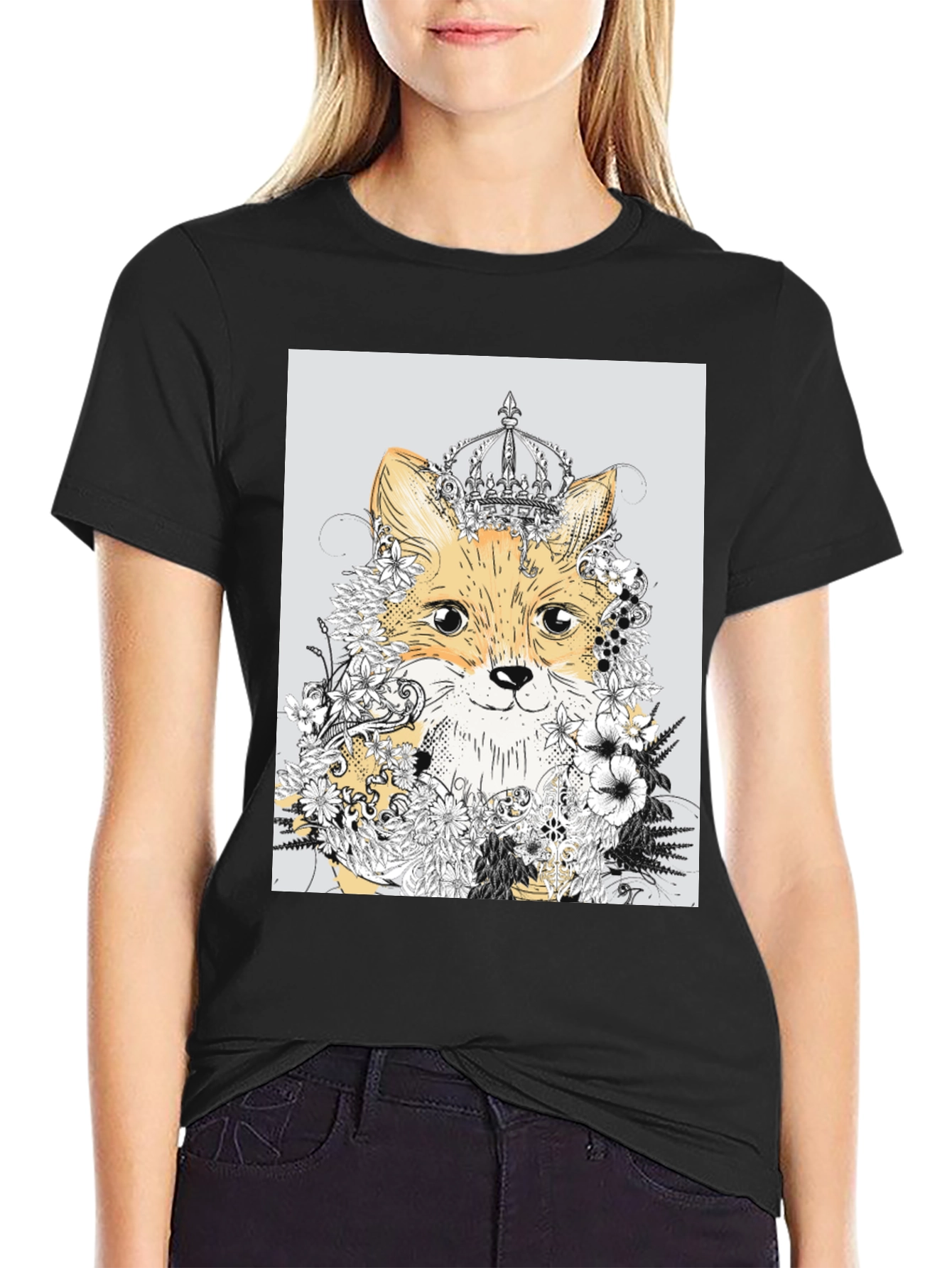 Fox & Floral Crown Graphic Tee