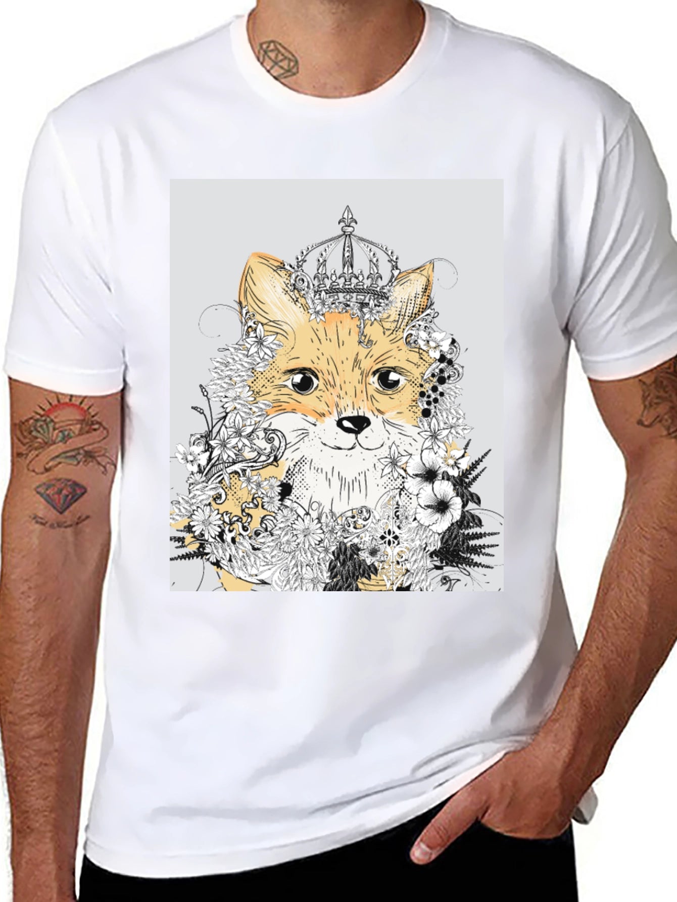 Fox & Floral Crown Graphic Tee