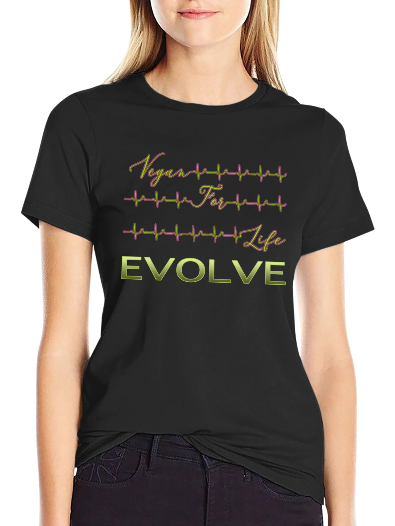 Vegan For Life Evolve Black T-Shirt