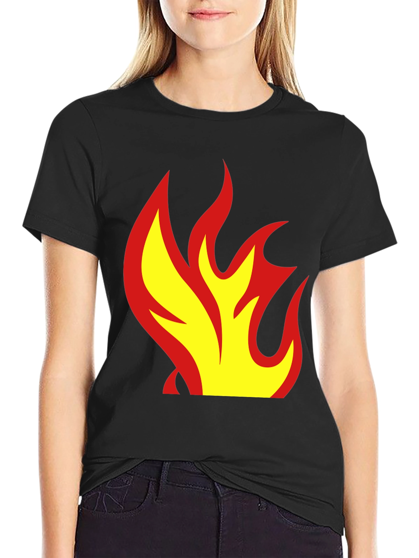 Flame Graphic Tee - Fire Design Black T-Shirt