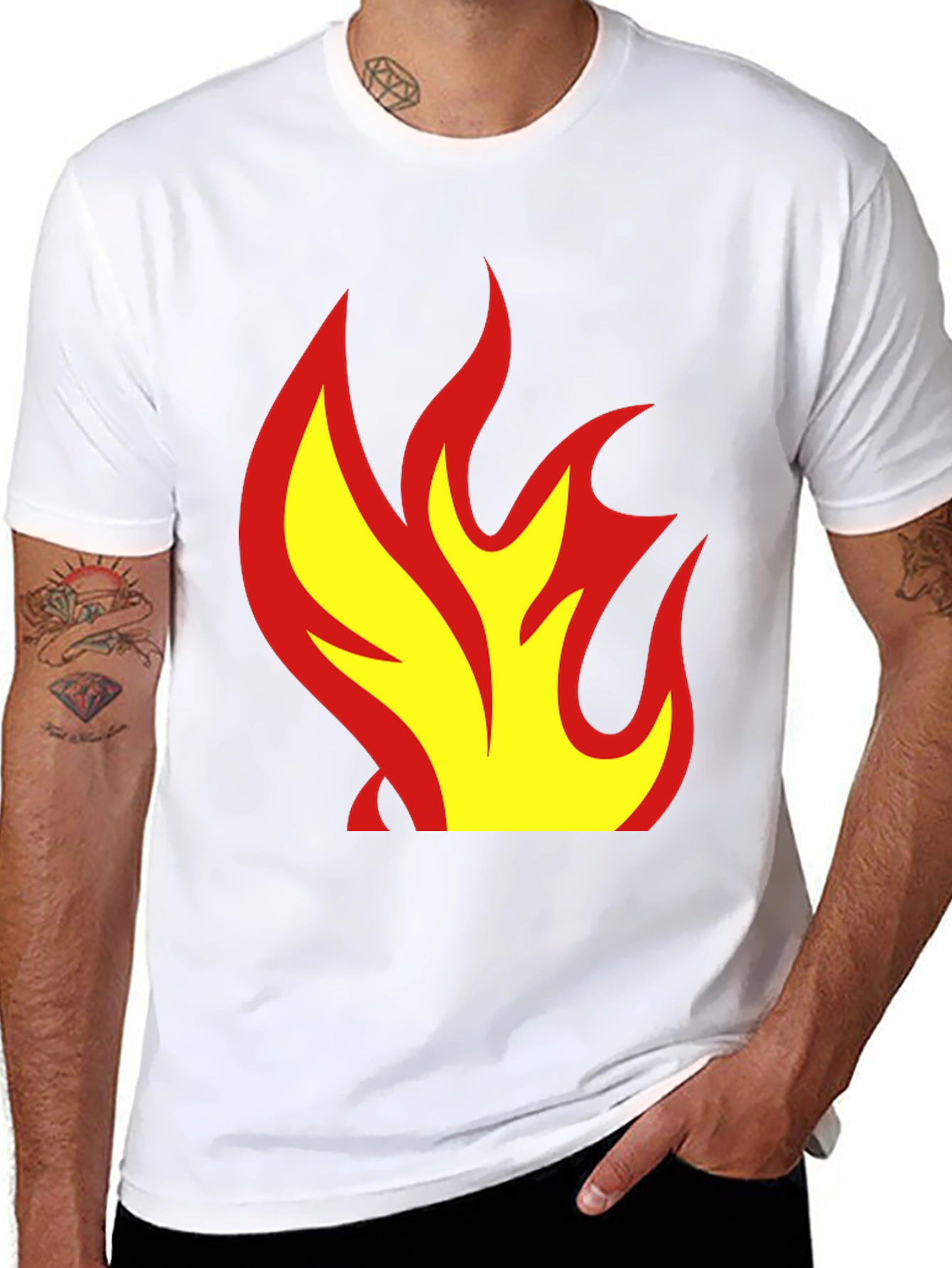 Flame Graphic Tee - Fire Design Black T-Shirt