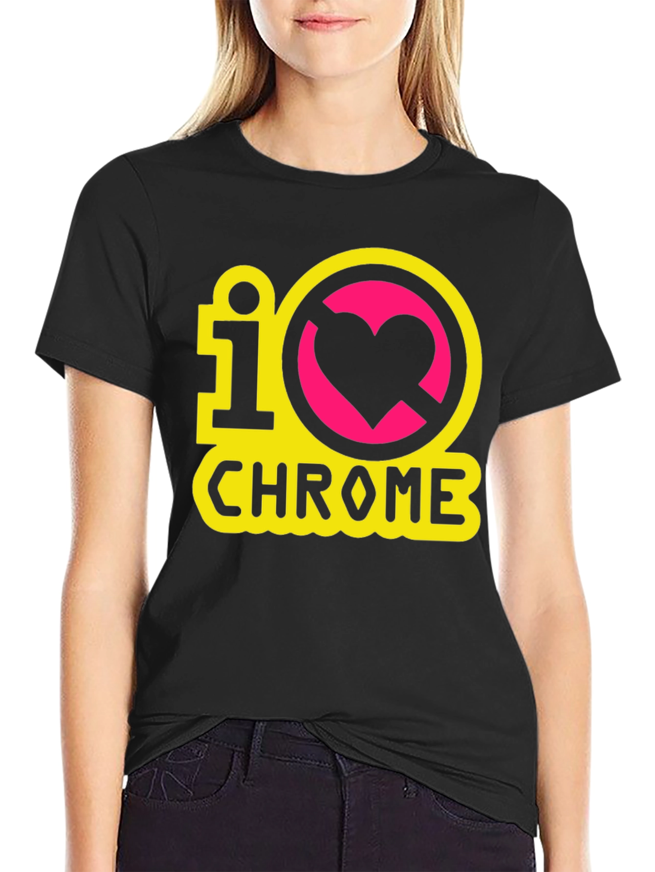 I Heart Chrome Graphic Tee - Black Casual T-Shirt