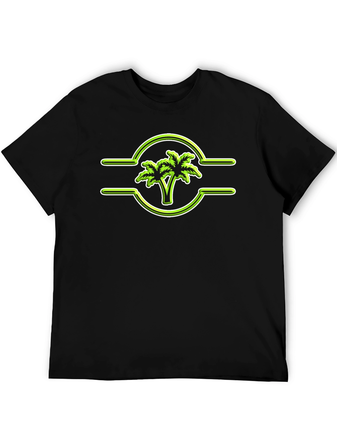 Tropical Palm Tree Graphic Tee - Casual Black T-Shirt