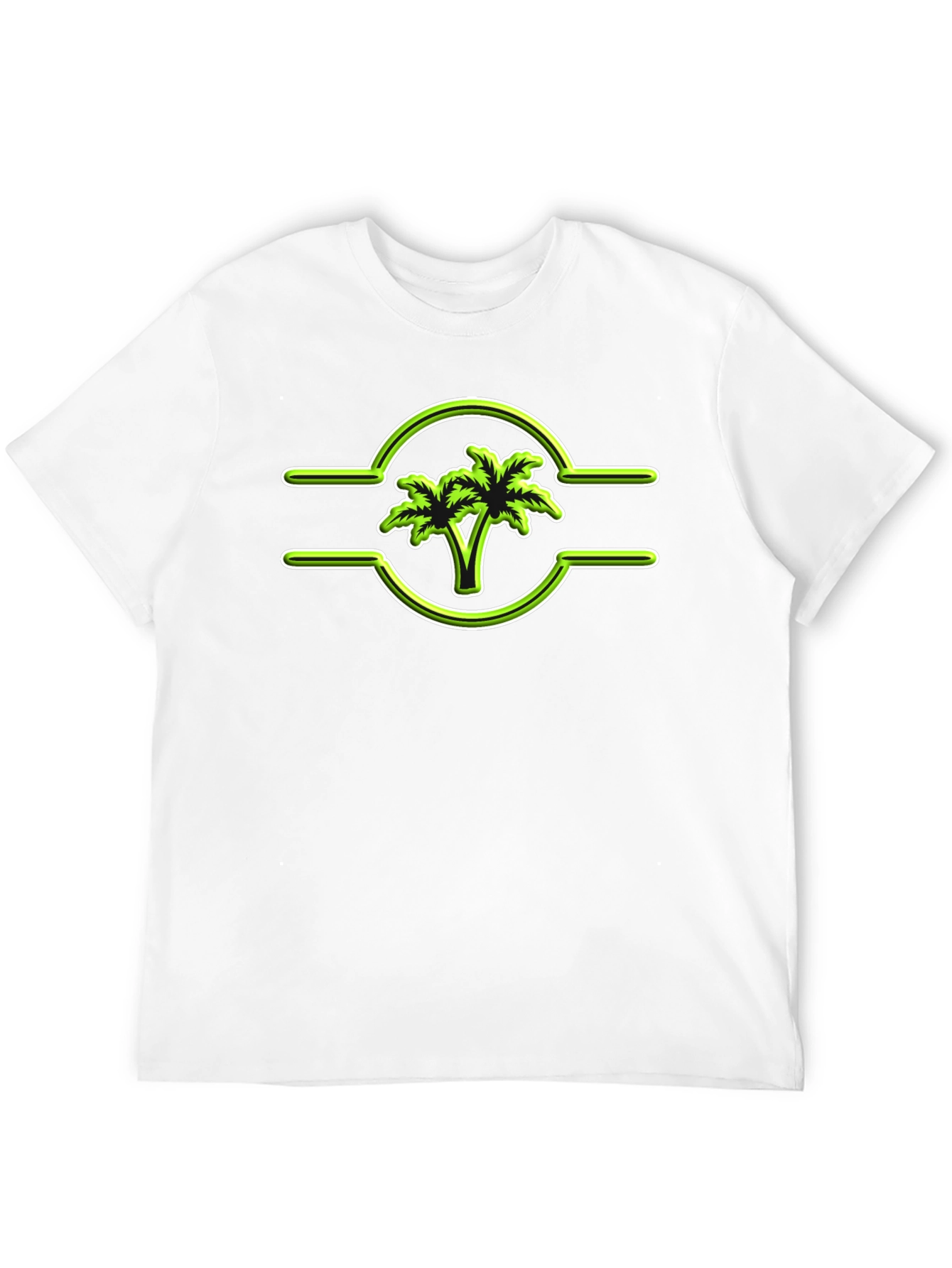 Tropical Palm Tree Graphic Tee - Casual Black T-Shirt
