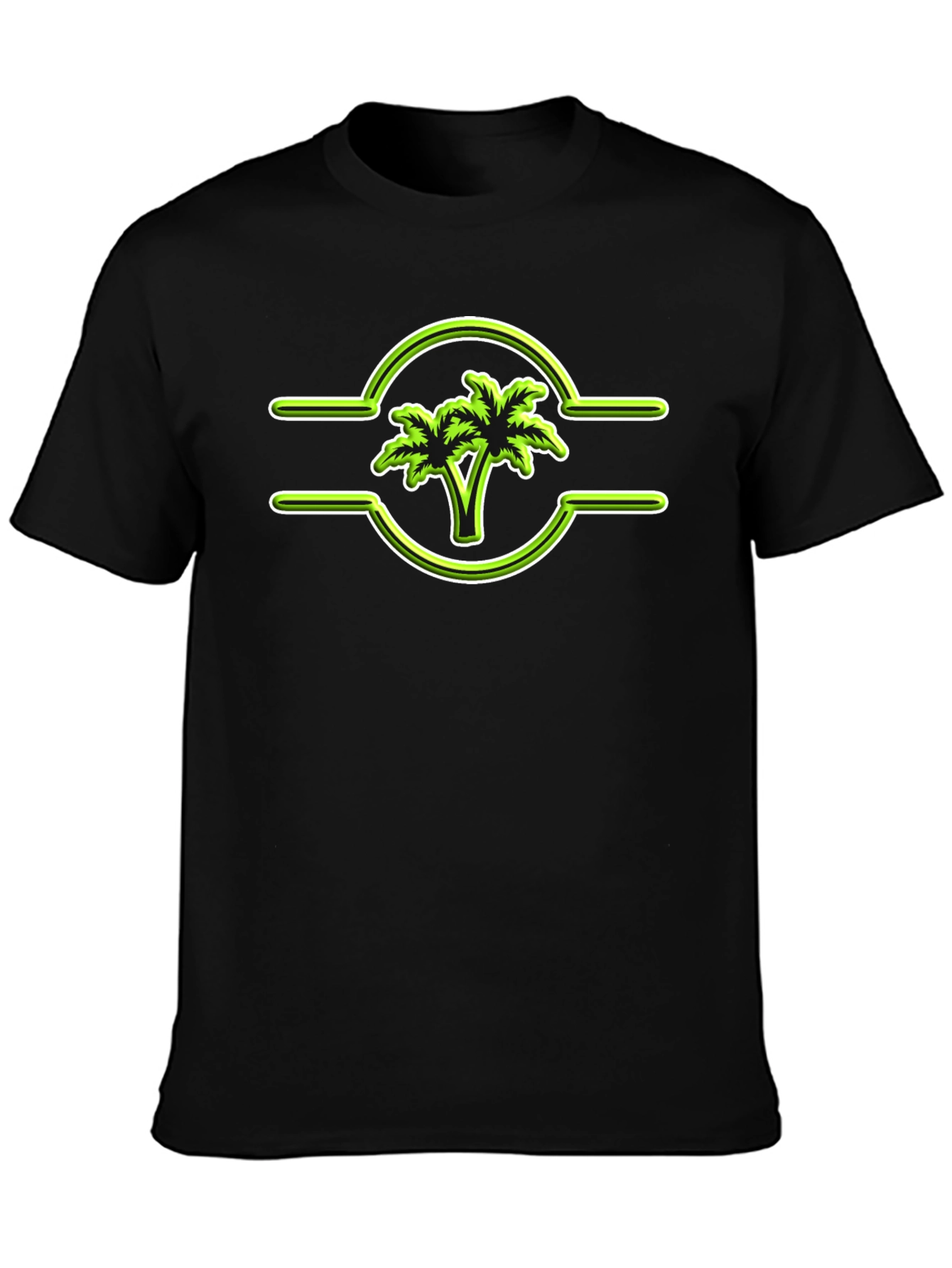 Tropical Palm Tree Graphic Tee - Casual Black T-Shirt