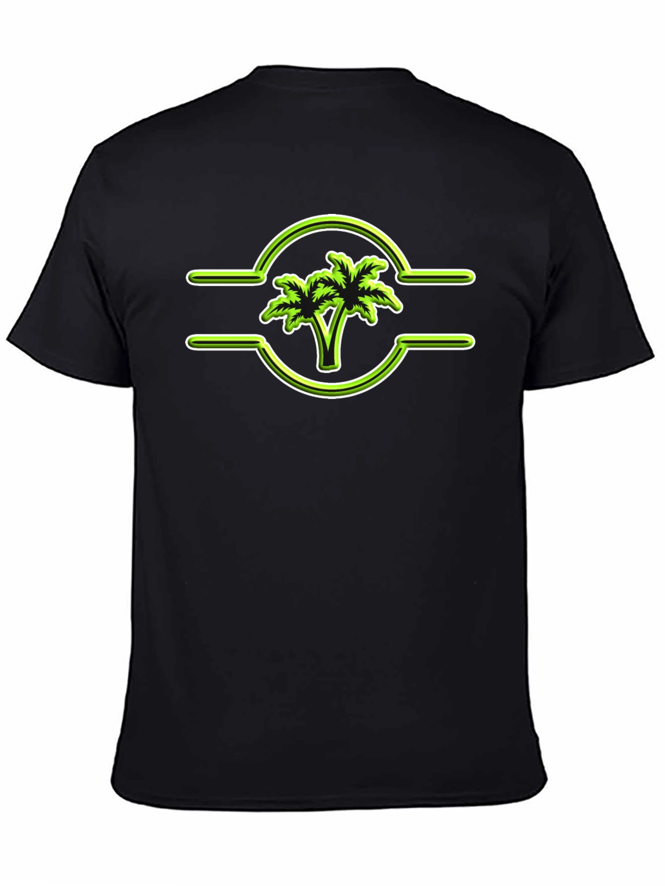 Tropical Palm Tree Graphic Tee - Casual Black T-Shirt