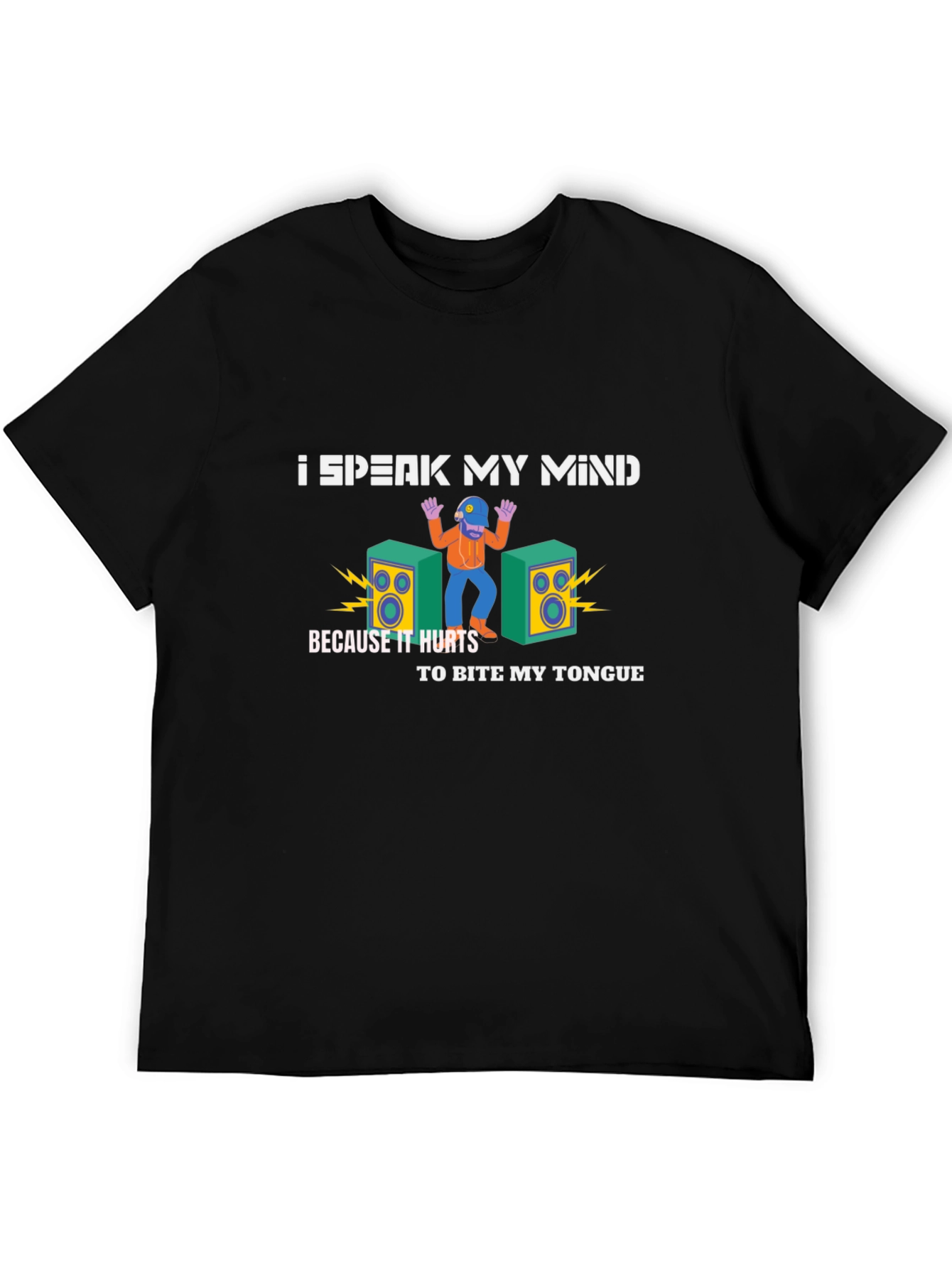 Speak My Mind Graphic Tee - Black Cotton T-Shirt