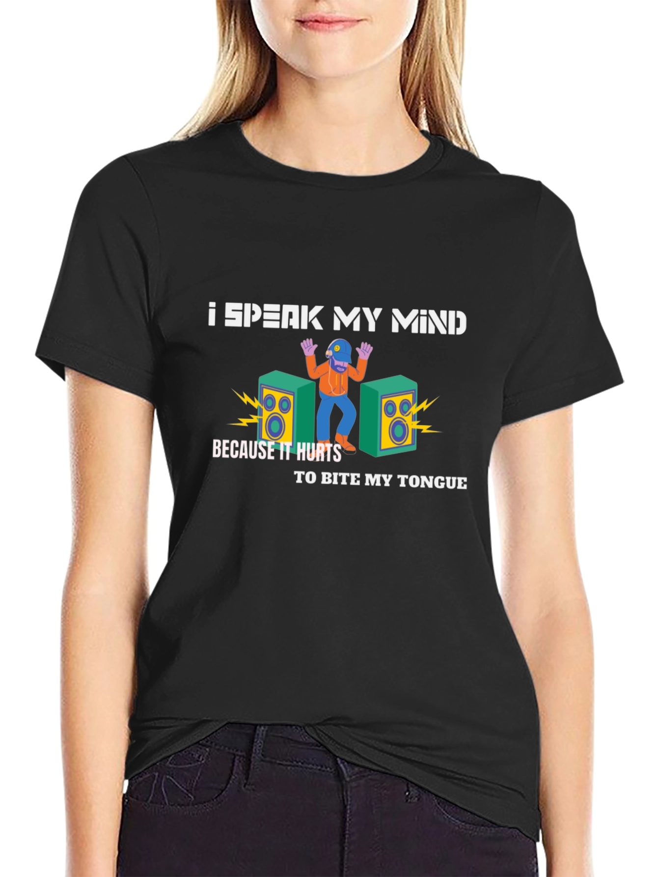 Speak My Mind Graphic Tee - Black Cotton T-Shirt