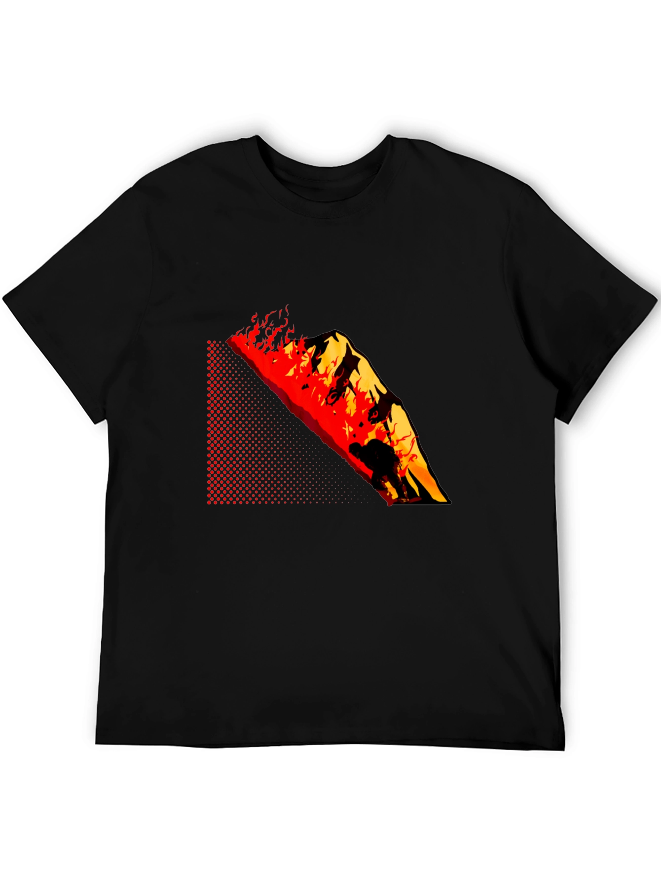 Burning Mountain Graphic Tee - Black Cotton Blend