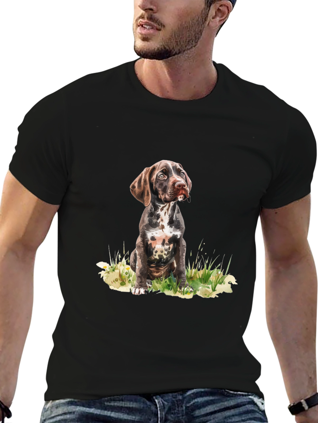 Dog Portrait Graphic Tee - Casual Style