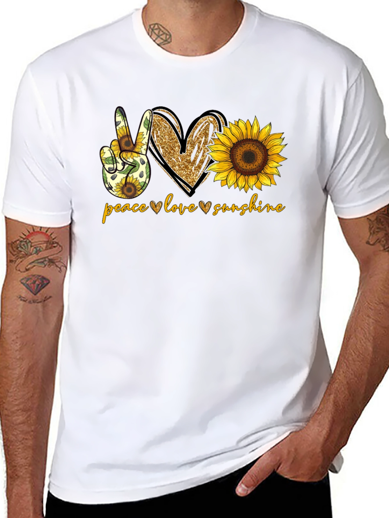Peace Love Sunshine Sunflower Graphic T-Shirt