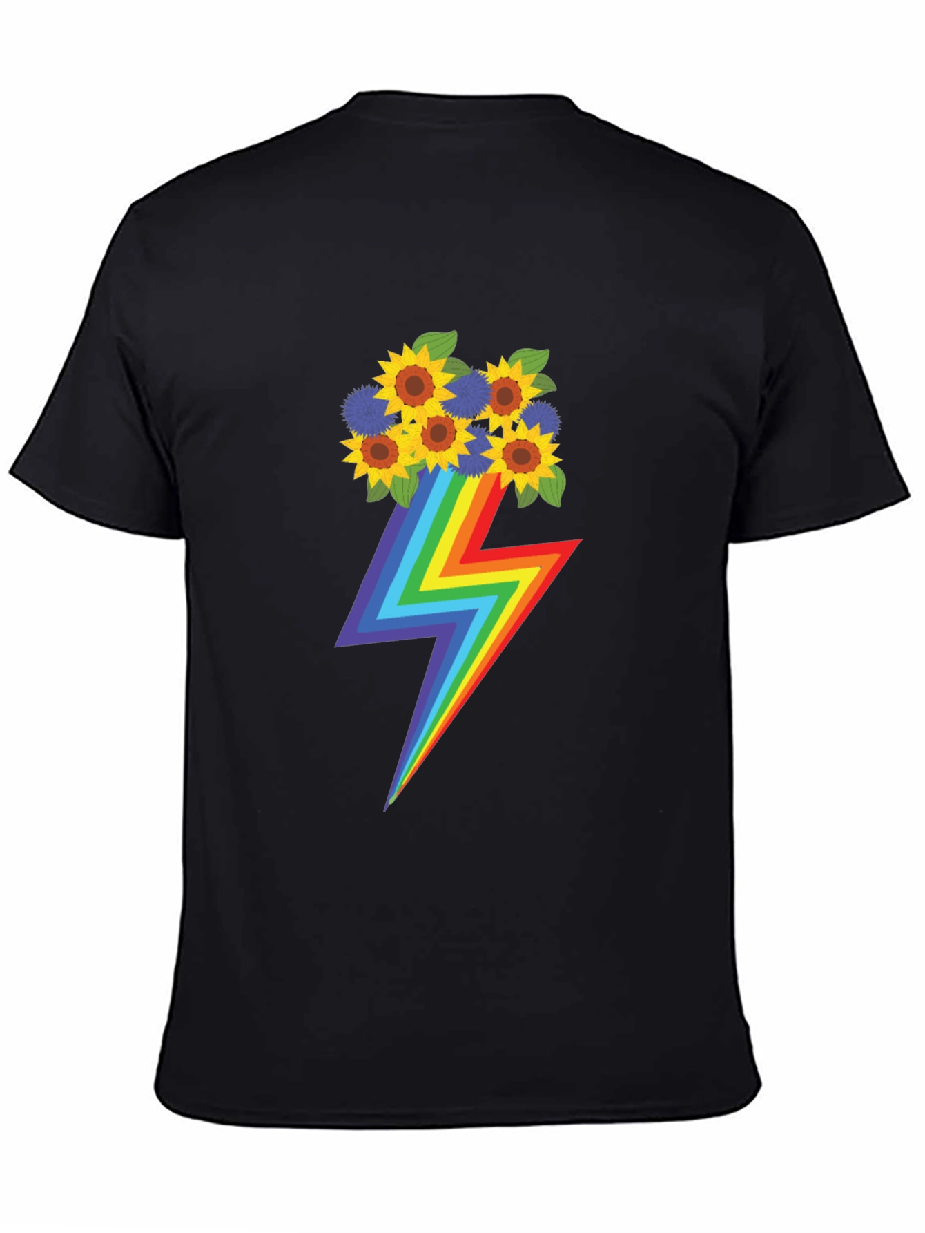 Rainbow Lightning Bolt Sunflower Graphic T-Shirt