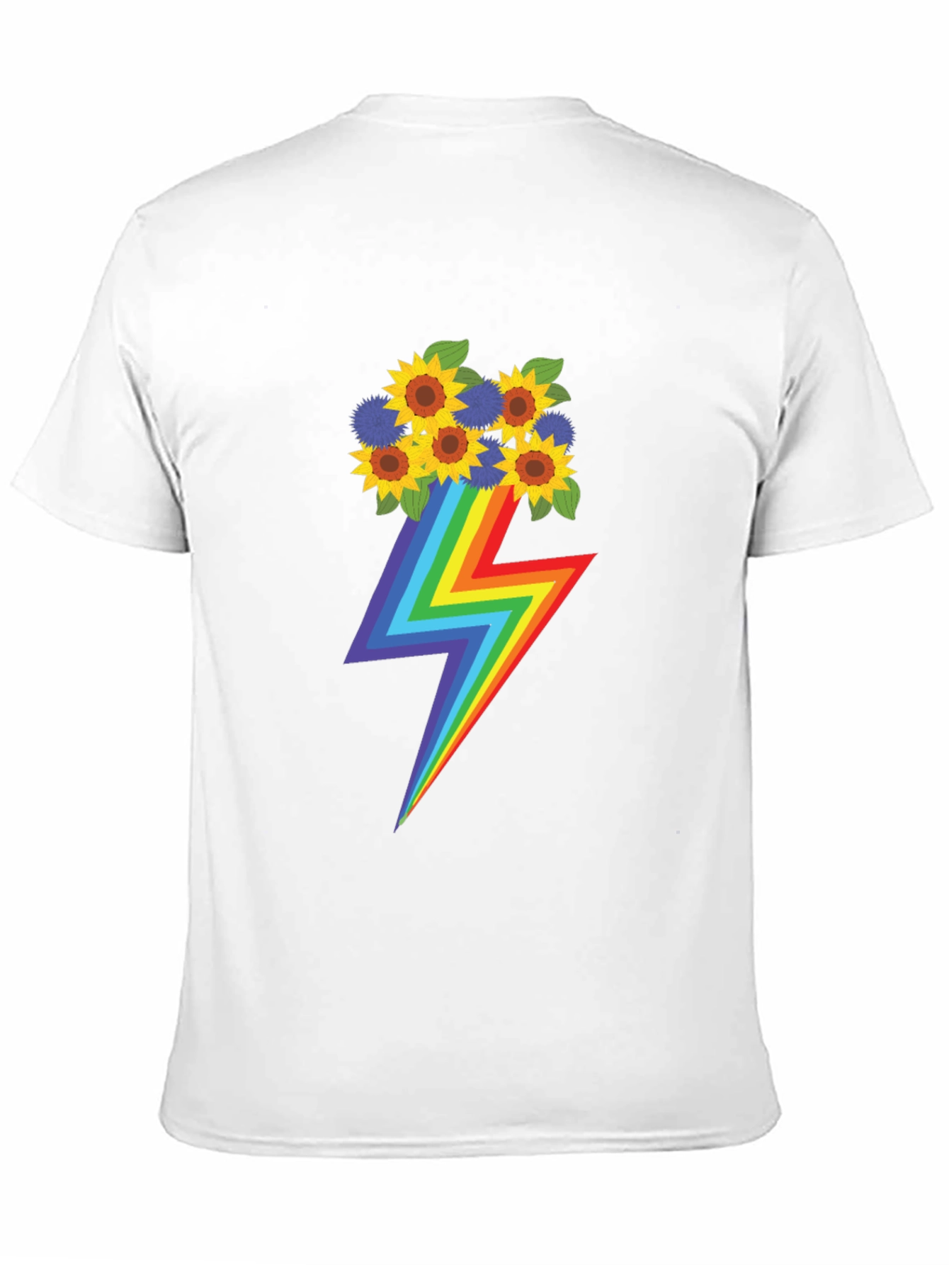 Rainbow Lightning Bolt Sunflower Graphic T-Shirt
