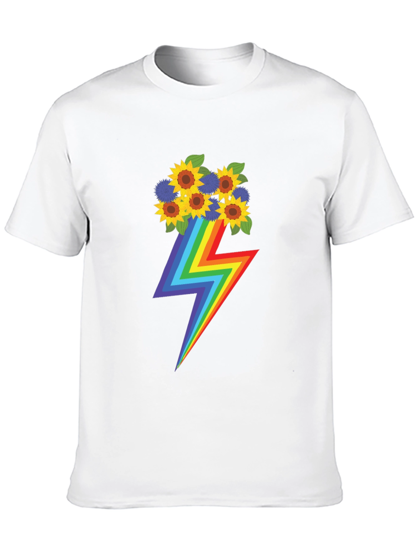 Rainbow Lightning Bolt Sunflower Graphic T-Shirt