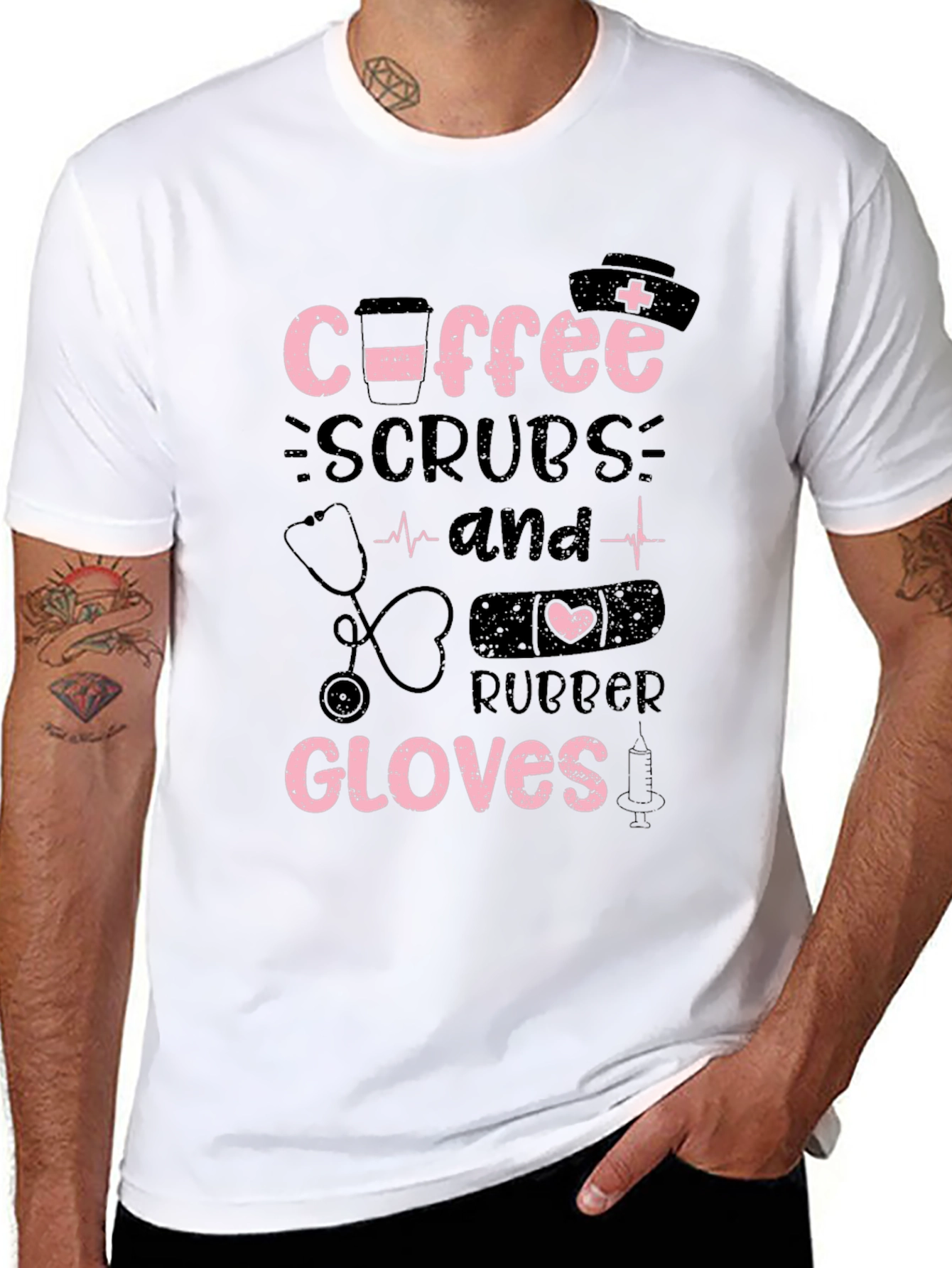 Coffee Scrubs Rubber Gloves T-Shirt - Nurse Life Apparel