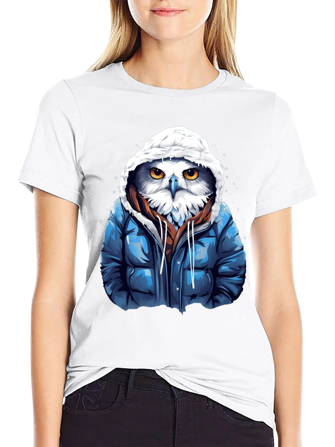 Cool Owl in Puffer Jacket Graphic Tee