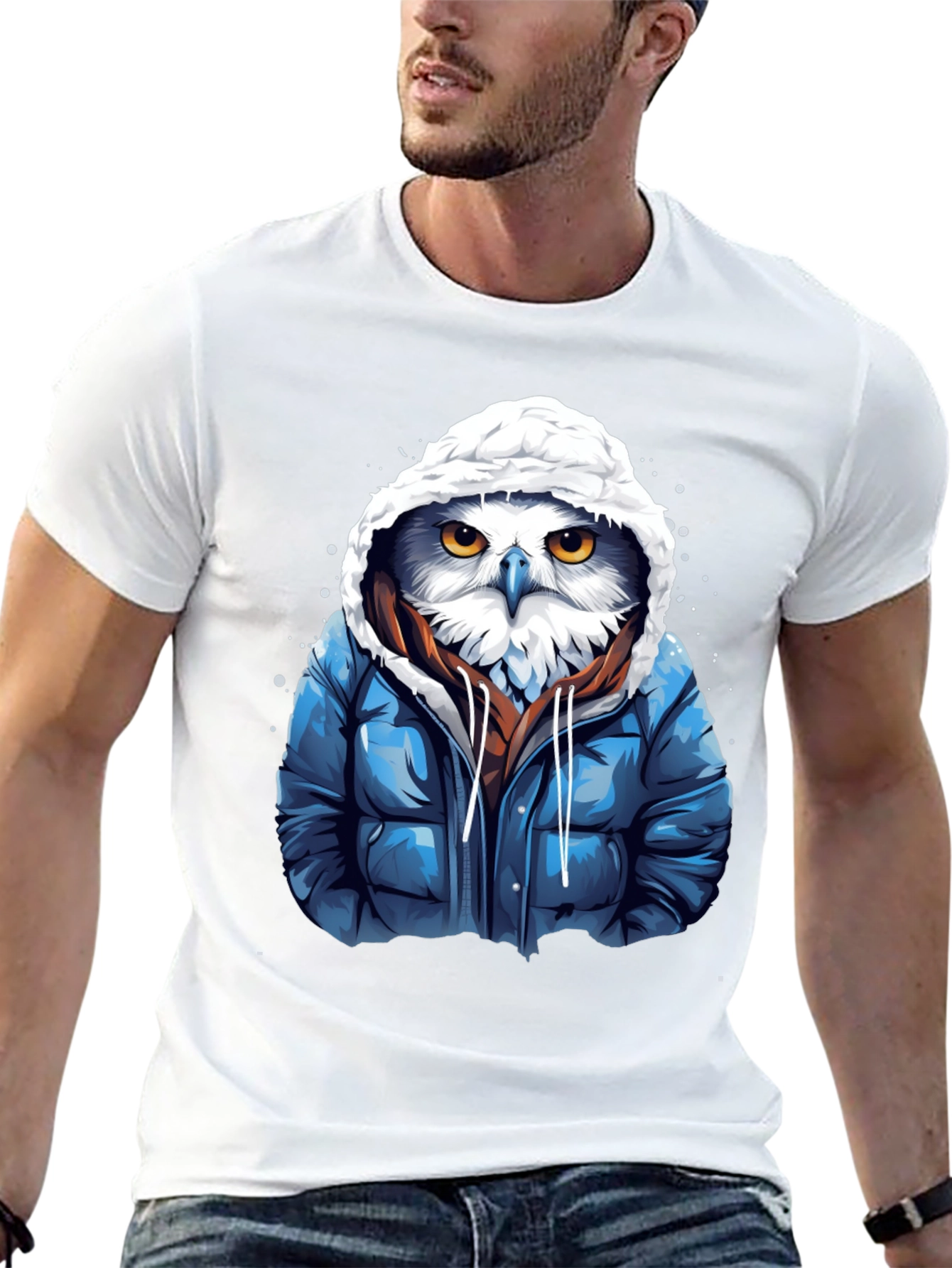Cool Owl in Puffer Jacket Graphic Tee