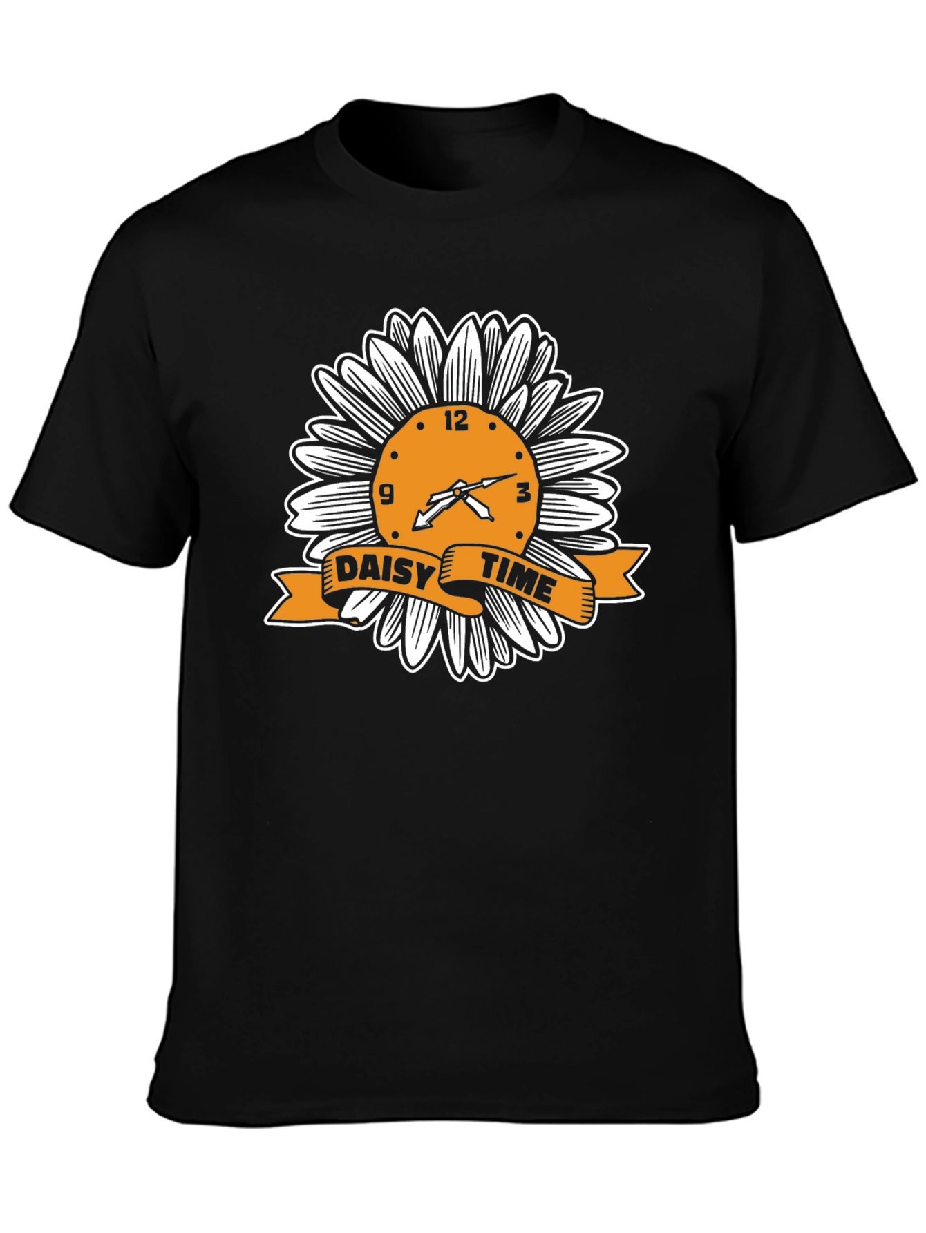 Daisy Time Graphic Tee - Black Cotton T-Shirt