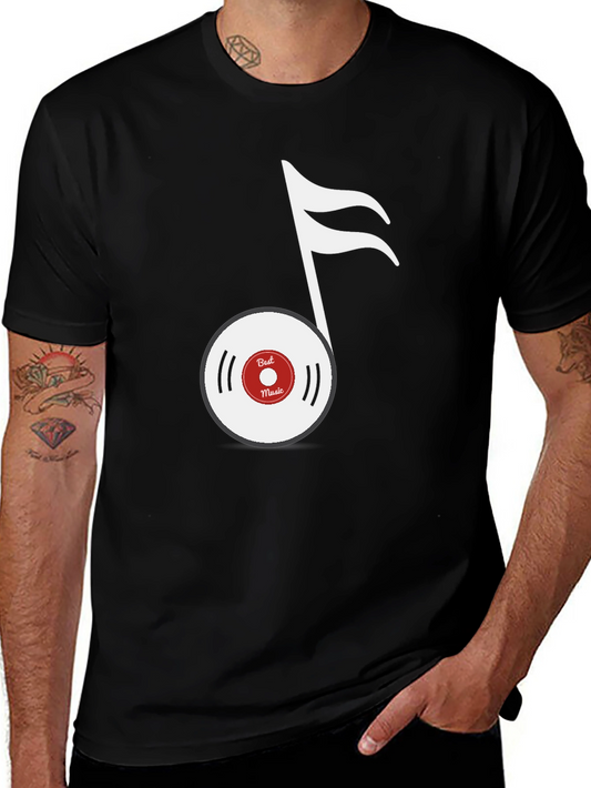 Music Note Vinyl Record Graphic Tee - Cool Casual Shirt