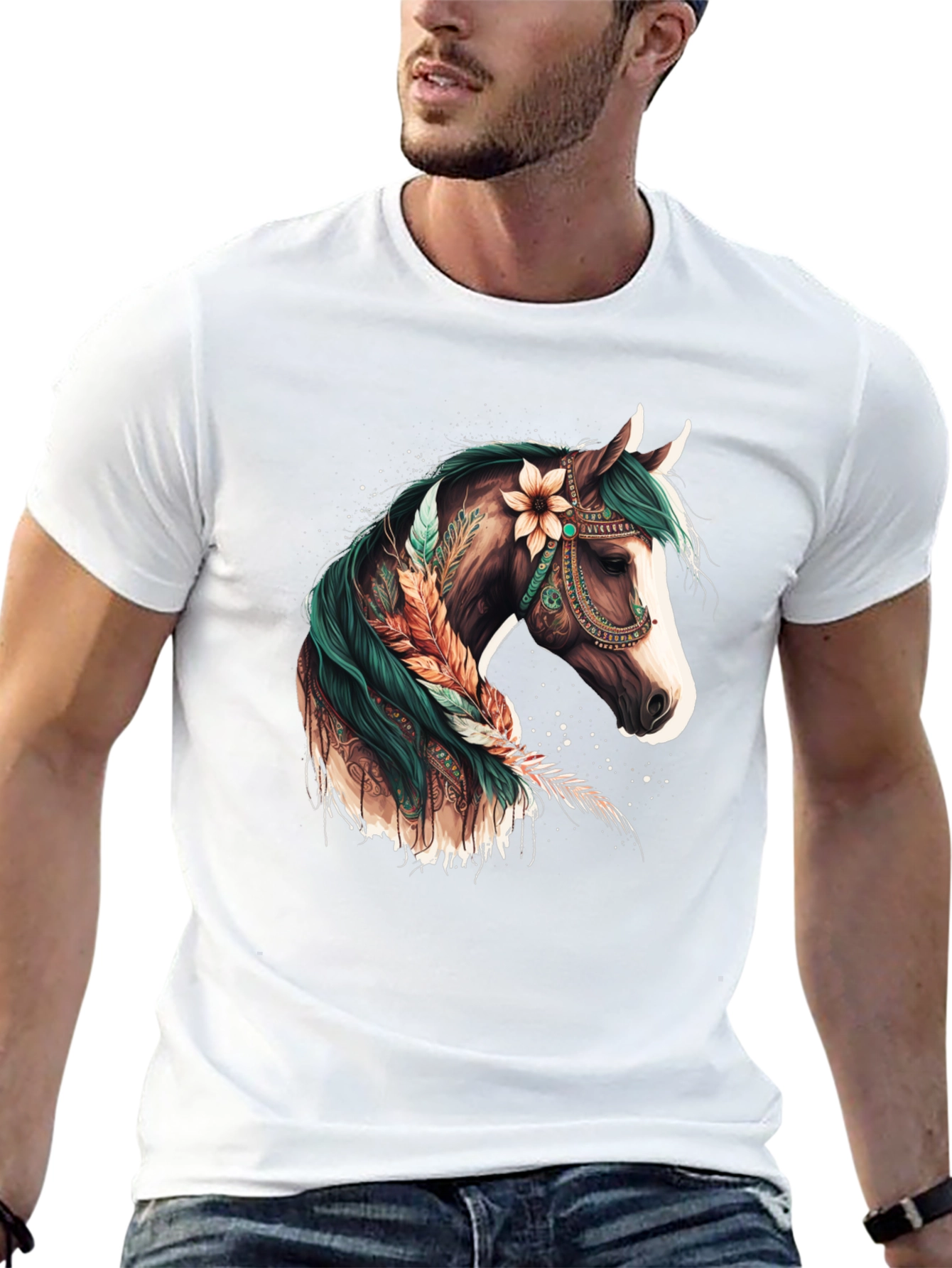 Boho Horse Graphic Tee - Black T-Shirt