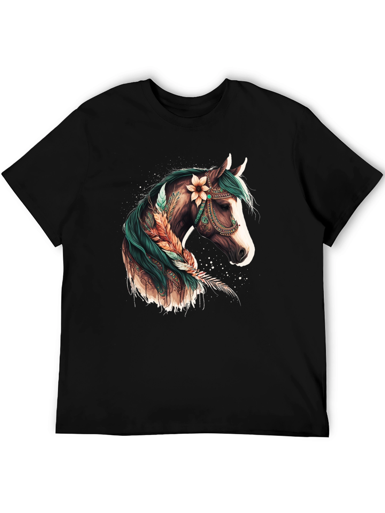 Boho Horse Graphic Tee - Black T-Shirt