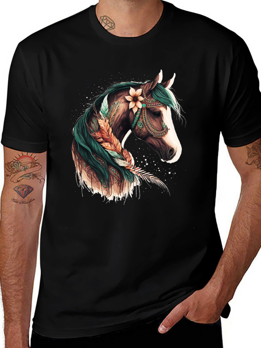 Boho Horse Graphic Tee - Black T-Shirt