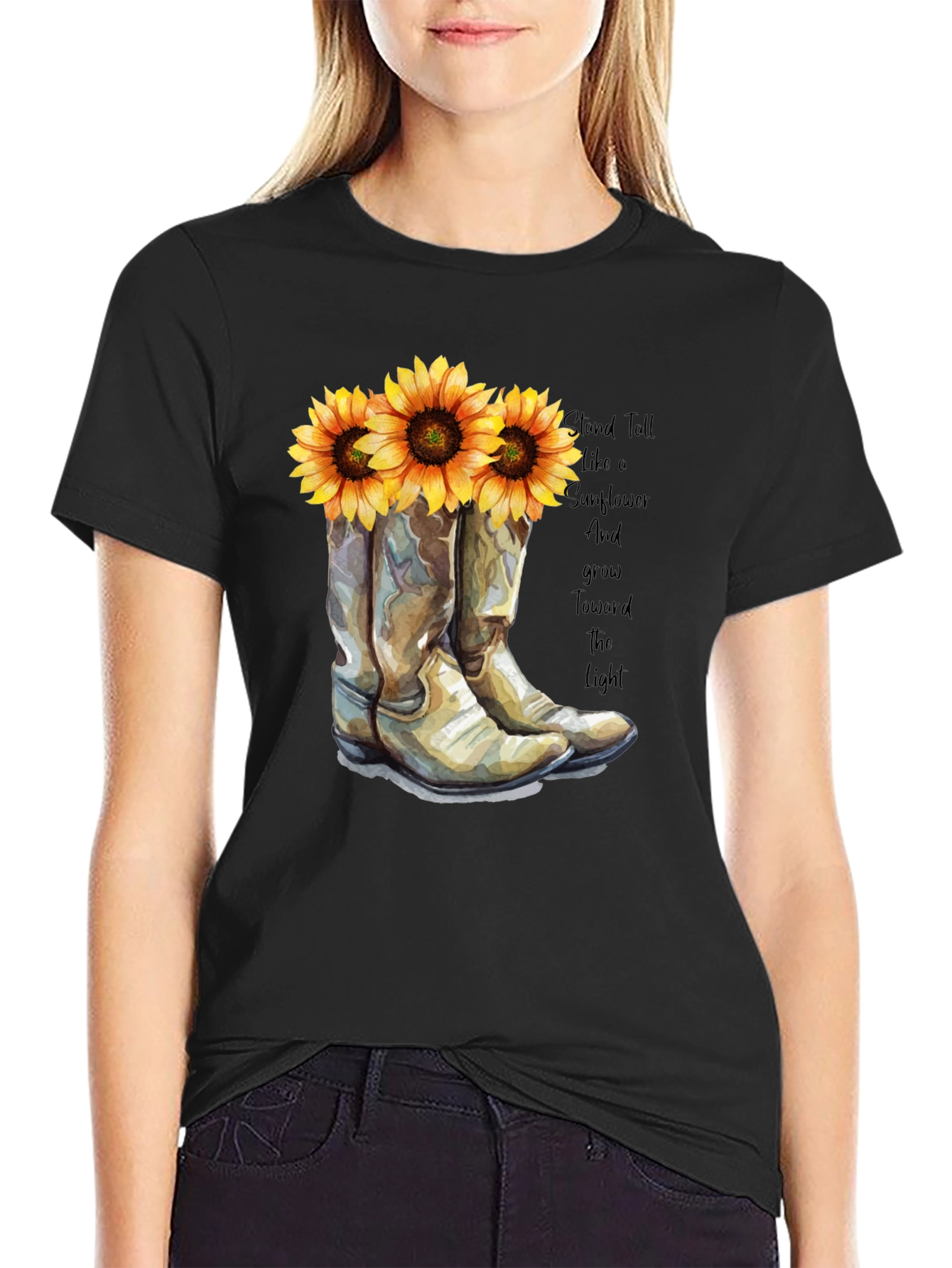 Sunflower Cowboy Boots T-Shirt - Country Chic