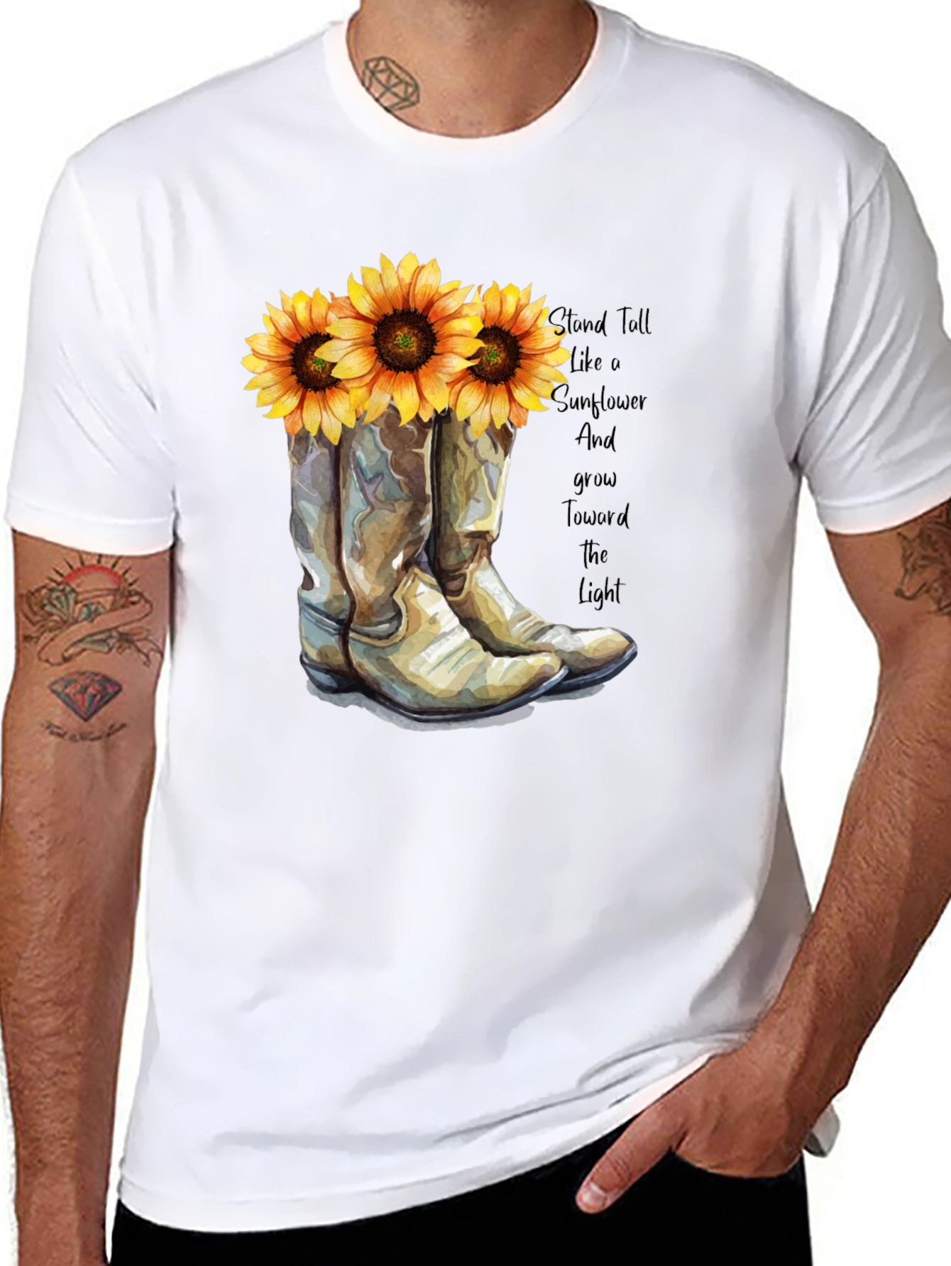 Sunflower Cowboy Boots T-Shirt - Country Chic