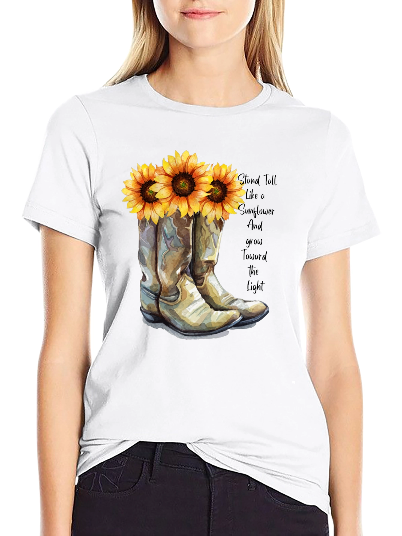 Sunflower Cowboy Boots T-Shirt - Country Chic