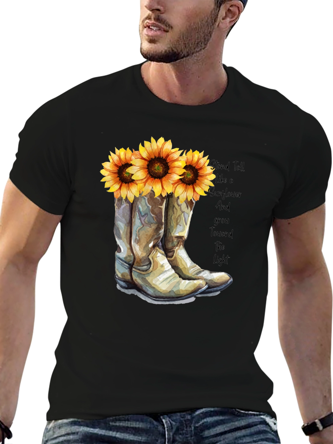Sunflower Cowboy Boots T-Shirt - Country Chic