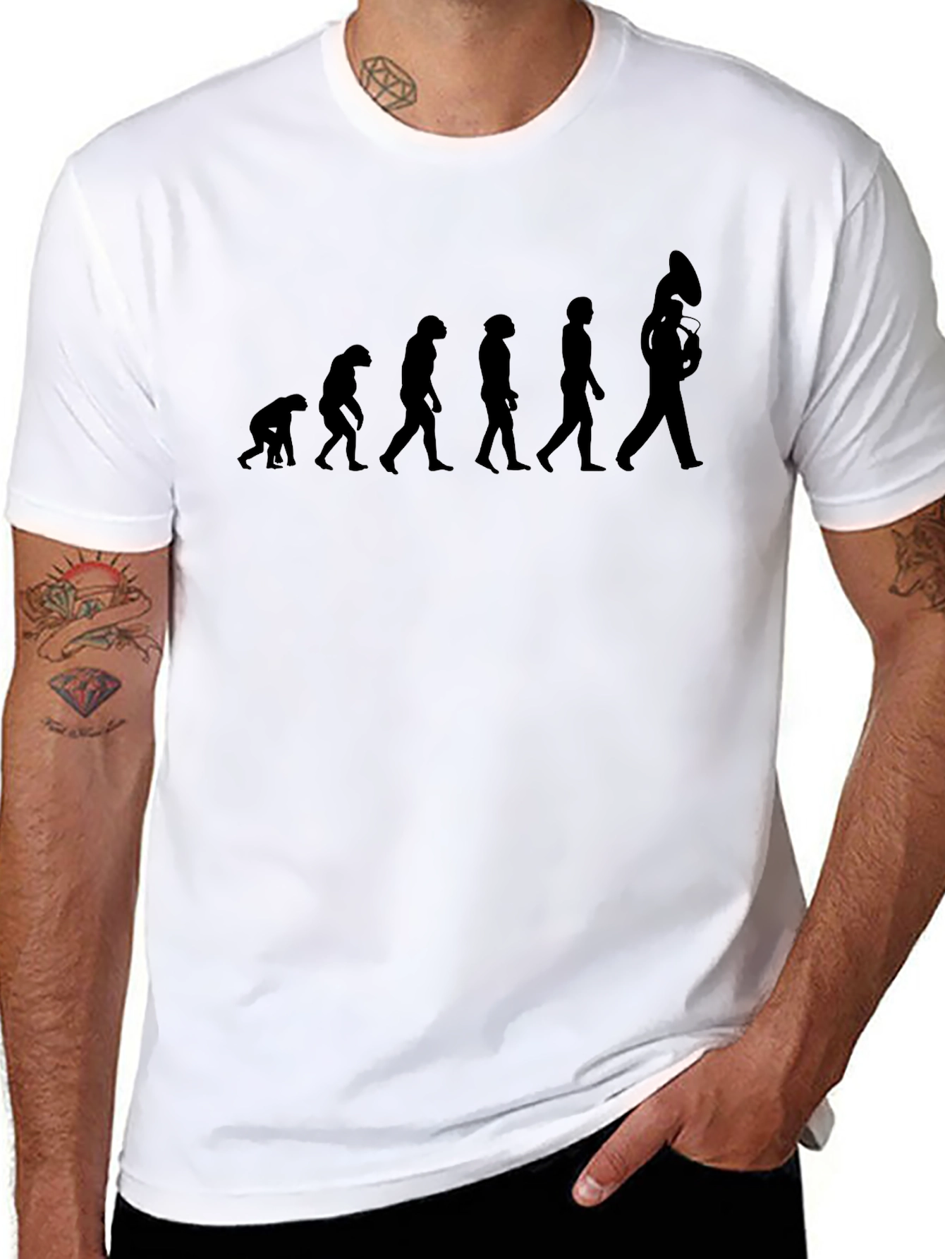 Evolution of Tuba Player Black T-Shirt