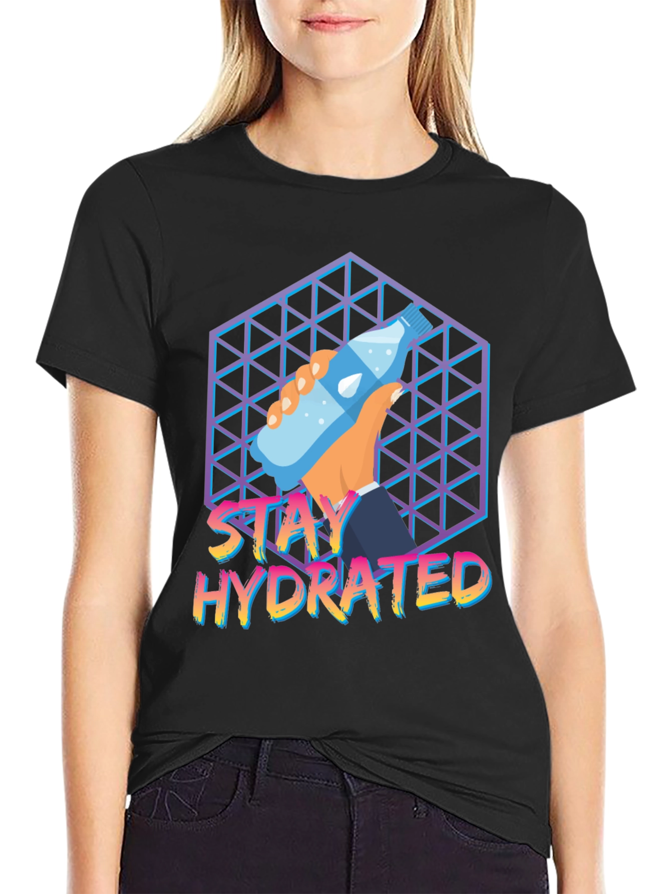 Stay Hydrated Graphic Tee - Trendy Water Bottle Design