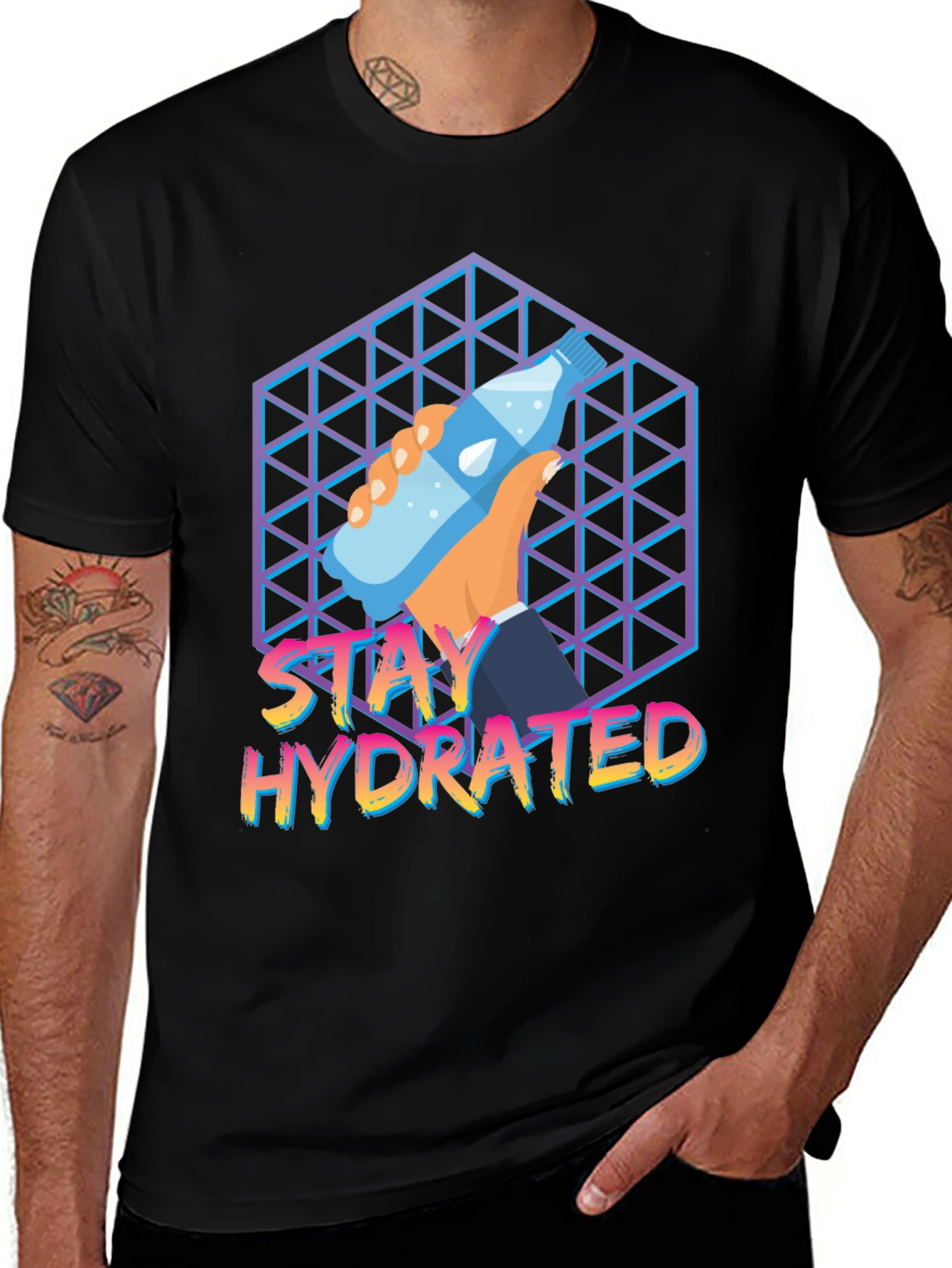 Stay Hydrated Graphic Tee - Trendy Water Bottle Design