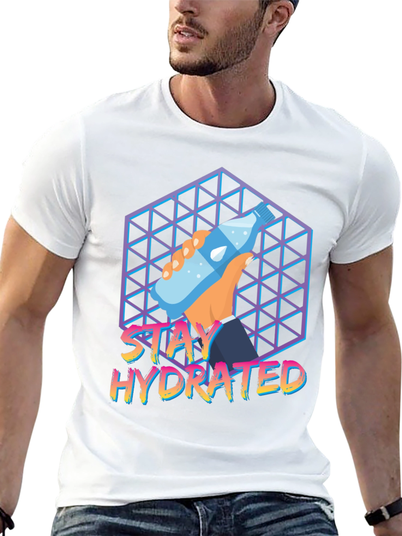 Stay Hydrated Graphic Tee - Trendy Water Bottle Design