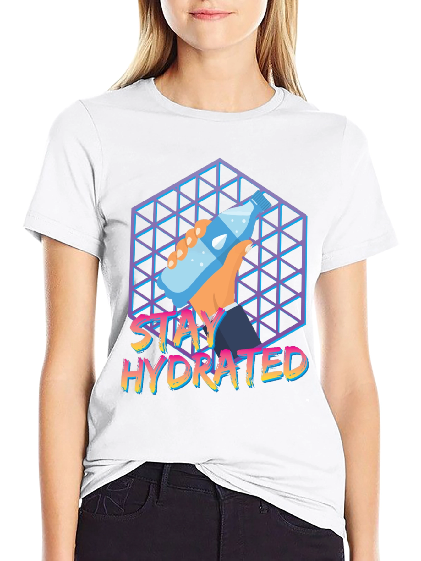 Stay Hydrated Graphic Tee - Trendy Water Bottle Design