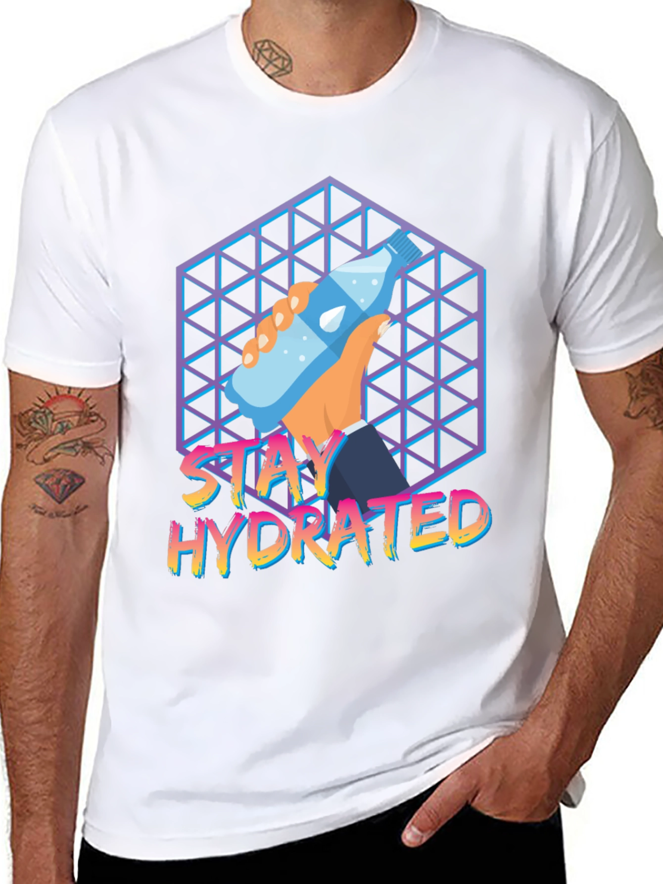 Stay Hydrated Graphic Tee - Trendy Water Bottle Design