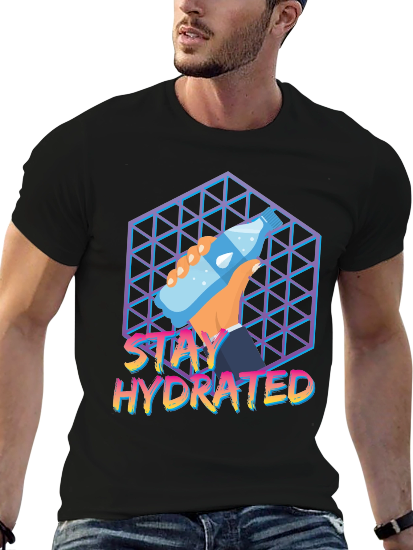 Stay Hydrated Graphic Tee - Trendy Water Bottle Design