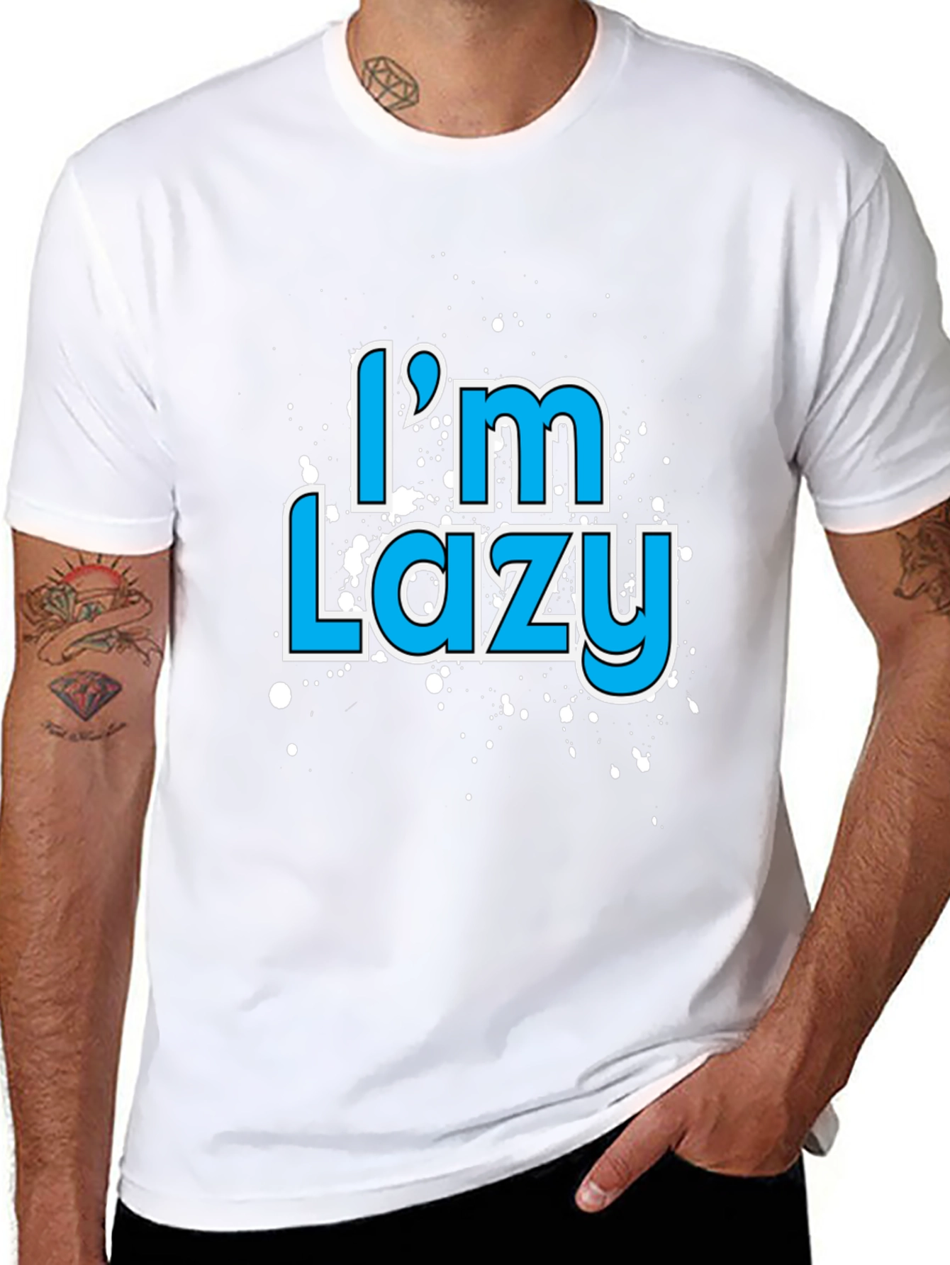Im Lazy Graphic Print Black T-Shirt